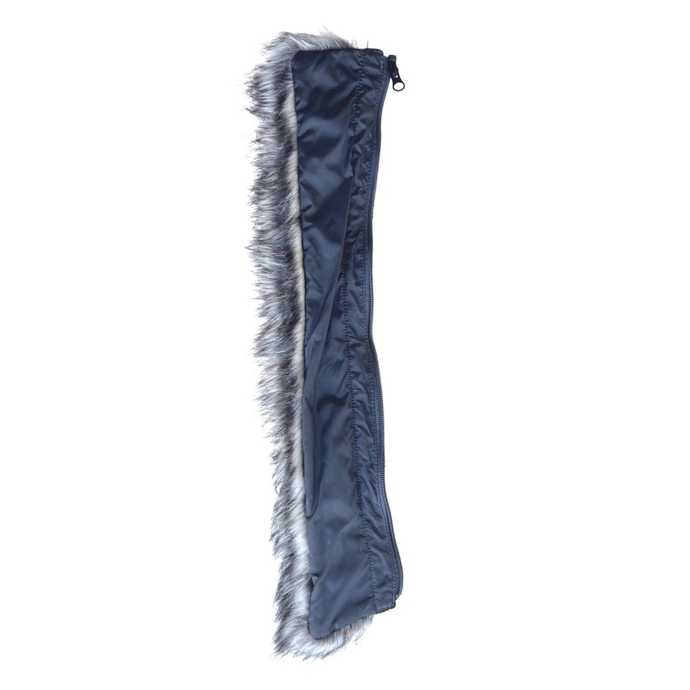 Replacement Faux Fur Hood Trim Strip Grey Black YKK Zipper Attachment